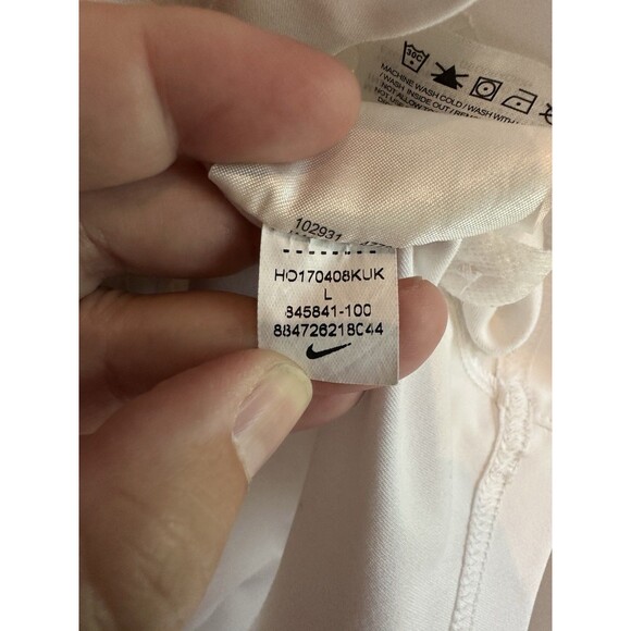 NIKE Dri-fit Men’s Golf Polo Short Sleeved shirt White with Black Logo‎ Sz Large - Picture 6 of 11